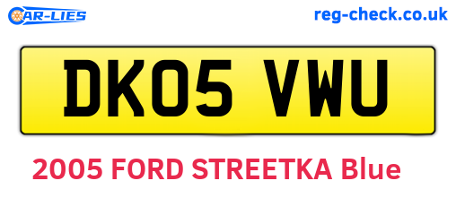 DK05VWU are the vehicle registration plates.