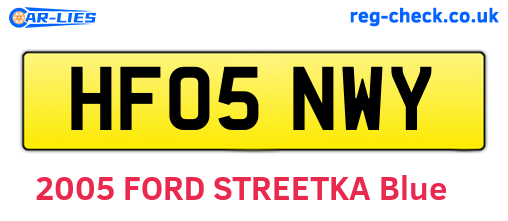 HF05NWY are the vehicle registration plates.
