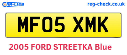 MF05XMK are the vehicle registration plates.