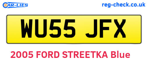 WU55JFX are the vehicle registration plates.