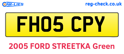 FH05CPY are the vehicle registration plates.