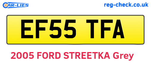 EF55TFA are the vehicle registration plates.