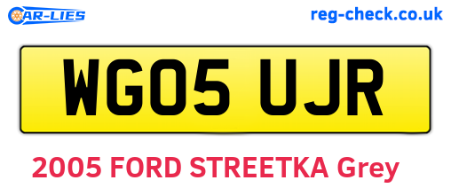 WG05UJR are the vehicle registration plates.