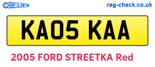 KA05KAA are the vehicle registration plates.