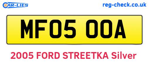 MF05OOA are the vehicle registration plates.