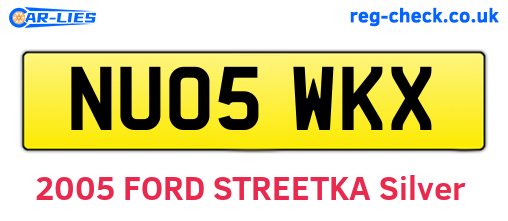 NU05WKX are the vehicle registration plates.