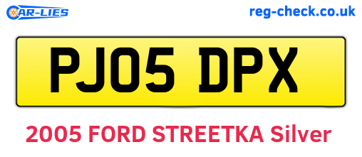 PJ05DPX are the vehicle registration plates.