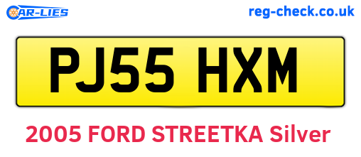 PJ55HXM are the vehicle registration plates.