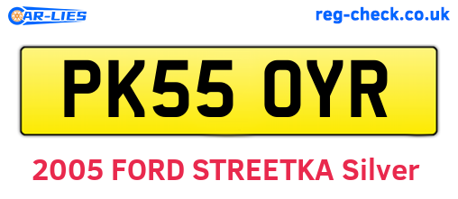 PK55OYR are the vehicle registration plates.