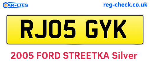 RJ05GYK are the vehicle registration plates.