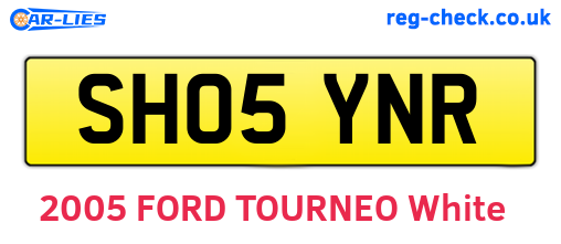 SH05YNR are the vehicle registration plates.