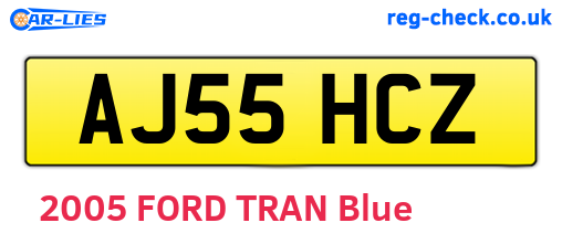 AJ55HCZ are the vehicle registration plates.