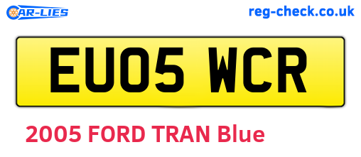 EU05WCR are the vehicle registration plates.