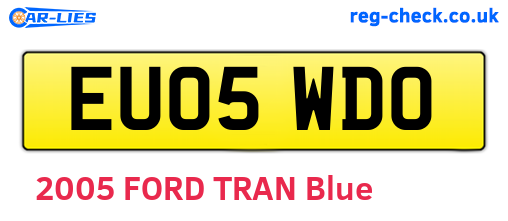 EU05WDO are the vehicle registration plates.