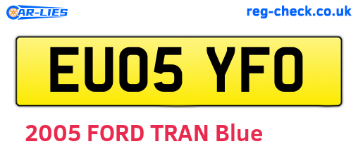EU05YFO are the vehicle registration plates.