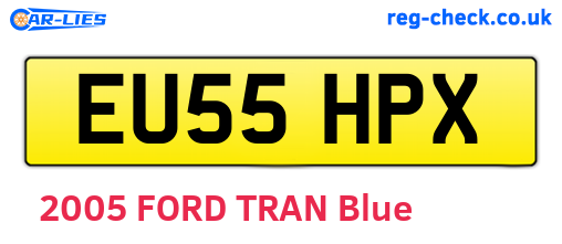 EU55HPX are the vehicle registration plates.
