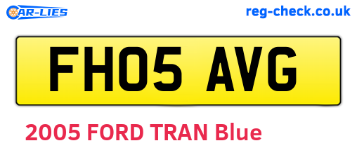 FH05AVG are the vehicle registration plates.