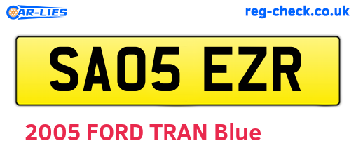 SA05EZR are the vehicle registration plates.