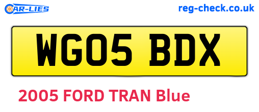 WG05BDX are the vehicle registration plates.