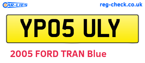 YP05ULY are the vehicle registration plates.