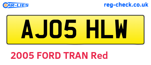 AJ05HLW are the vehicle registration plates.