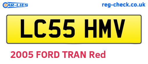 LC55HMV are the vehicle registration plates.