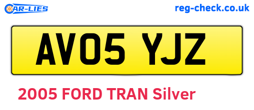 AV05YJZ are the vehicle registration plates.