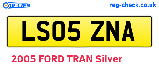 LS05ZNA are the vehicle registration plates.