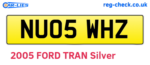 NU05WHZ are the vehicle registration plates.