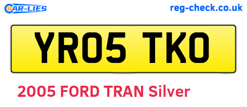YR05TKO are the vehicle registration plates.