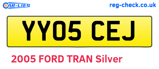 YY05CEJ are the vehicle registration plates.