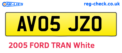 AV05JZO are the vehicle registration plates.