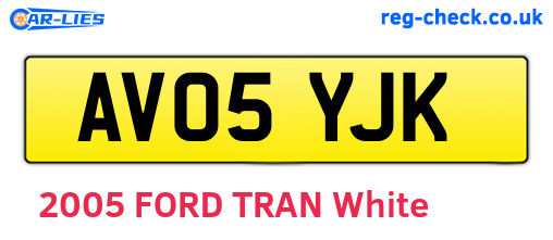 AV05YJK are the vehicle registration plates.