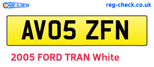 AV05ZFN are the vehicle registration plates.