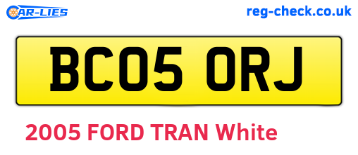 BC05ORJ are the vehicle registration plates.