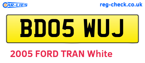 BD05WUJ are the vehicle registration plates.