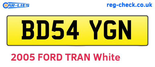 BD54YGN are the vehicle registration plates.