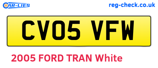 CV05VFW are the vehicle registration plates.
