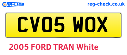 CV05WOX are the vehicle registration plates.