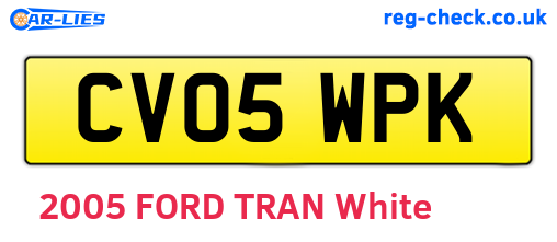 CV05WPK are the vehicle registration plates.