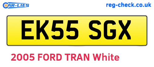 EK55SGX are the vehicle registration plates.
