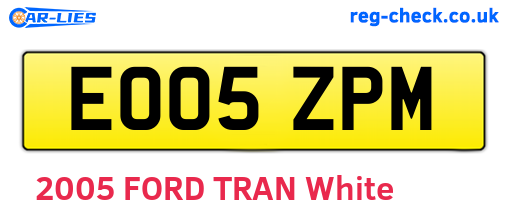 EO05ZPM are the vehicle registration plates.