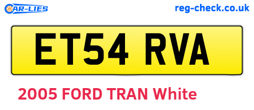 ET54RVA are the vehicle registration plates.