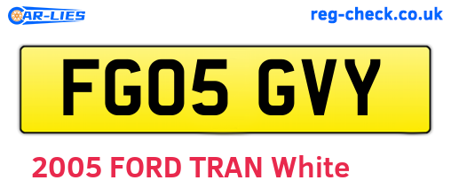FG05GVY are the vehicle registration plates.