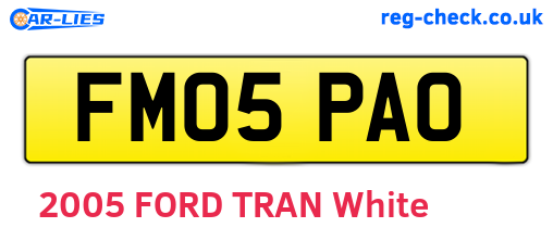 FM05PAO are the vehicle registration plates.