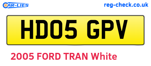 HD05GPV are the vehicle registration plates.