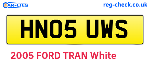 HN05UWS are the vehicle registration plates.