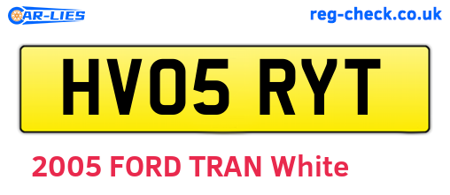 HV05RYT are the vehicle registration plates.