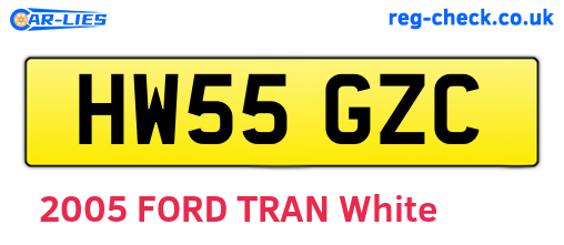 HW55GZC are the vehicle registration plates.