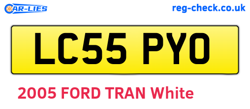 LC55PYO are the vehicle registration plates.